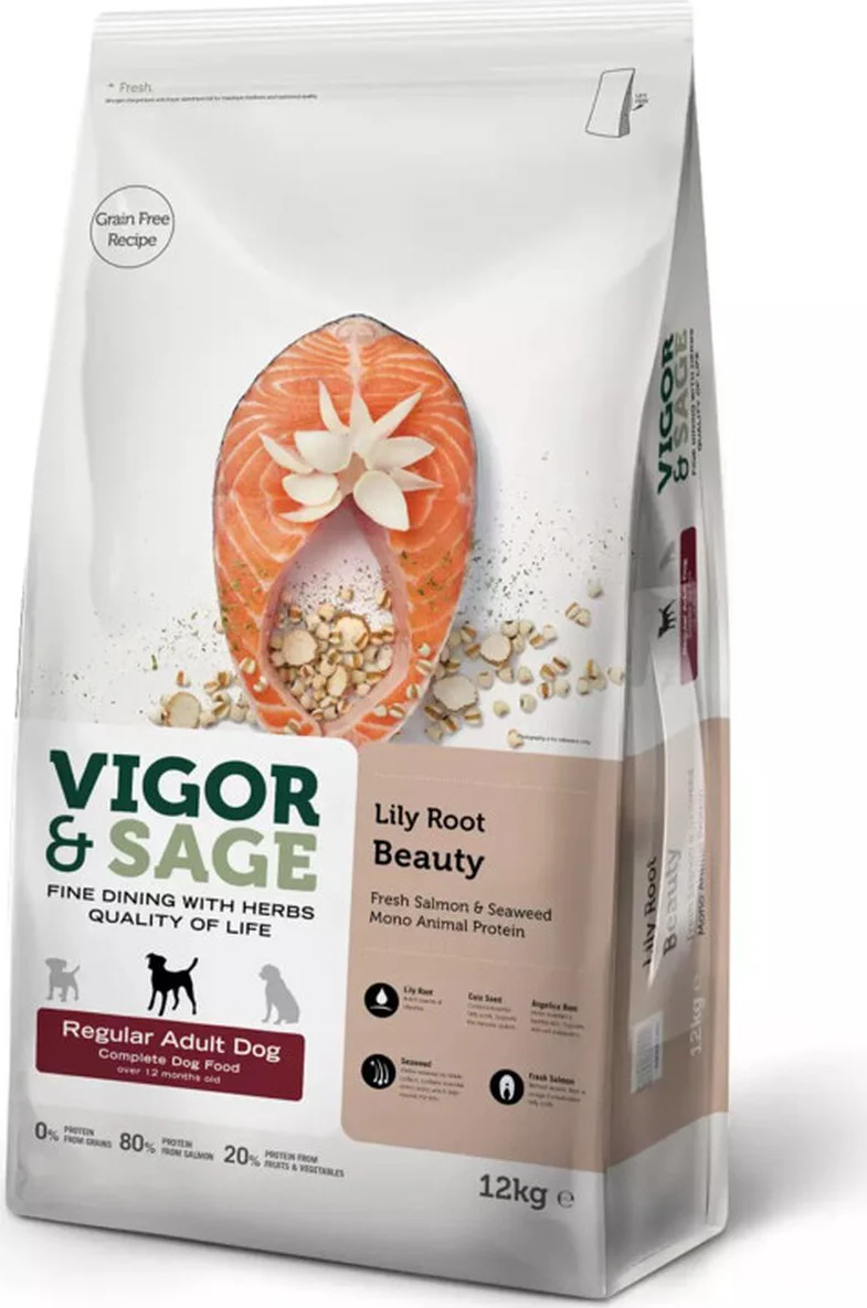 Vigor & Sage Hondenvoer Regular Lilly Root Beauty 12 kg