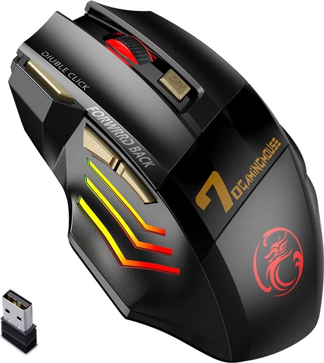 TechU™ Gaming Muis – Draadloze Bluetooth Muis – Ergonomische Computer Muis – Met RGB Backlight – Stille Muis voor PC en Laptop