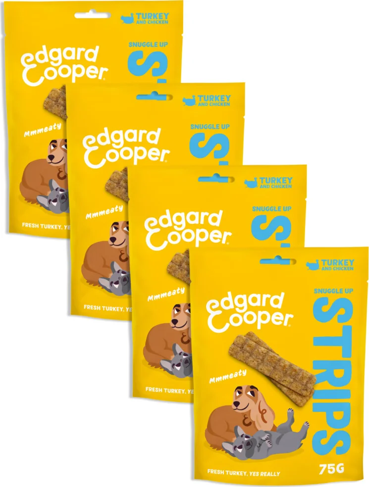 4x Edgard & Cooper Adult Strips Kalkoen - Kip 75 gr