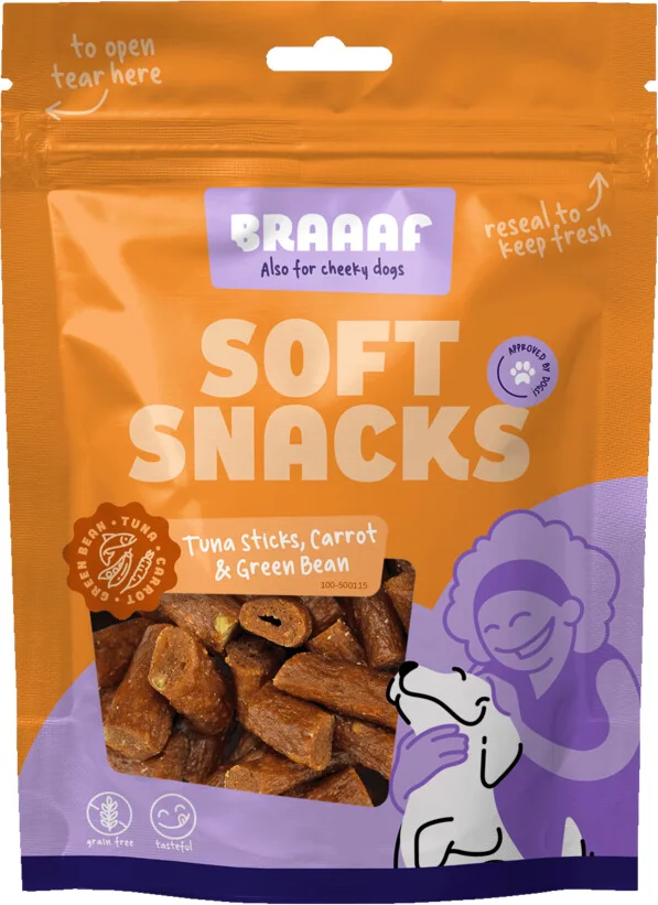 Braaaf Hondensnack Sticks Tonijn - Wortel - Sperzieboon 85 gr