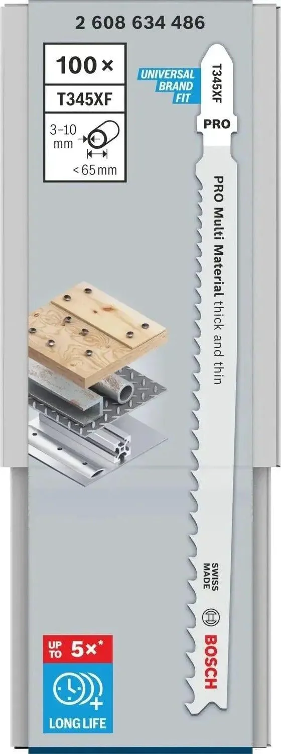 Bosch Professional T345XF PRO Multi Material thick and thin Decoupeerzaagblad VE=100 - 2608634486