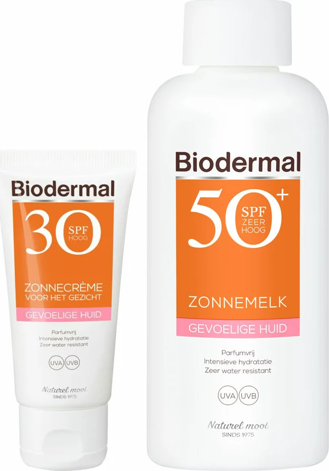 Biodermal Lichaam en Gezicht Gevoelige Huid Zonnebescherming Pakket