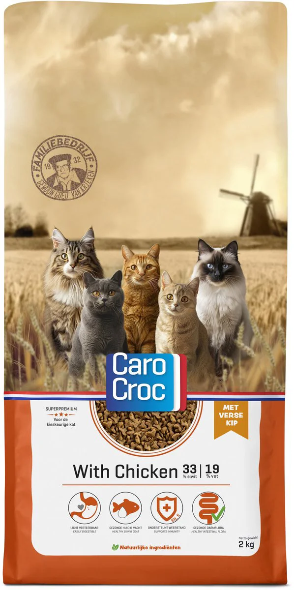 CaroCroc Kattenvoer Droog met Kip 2 kg