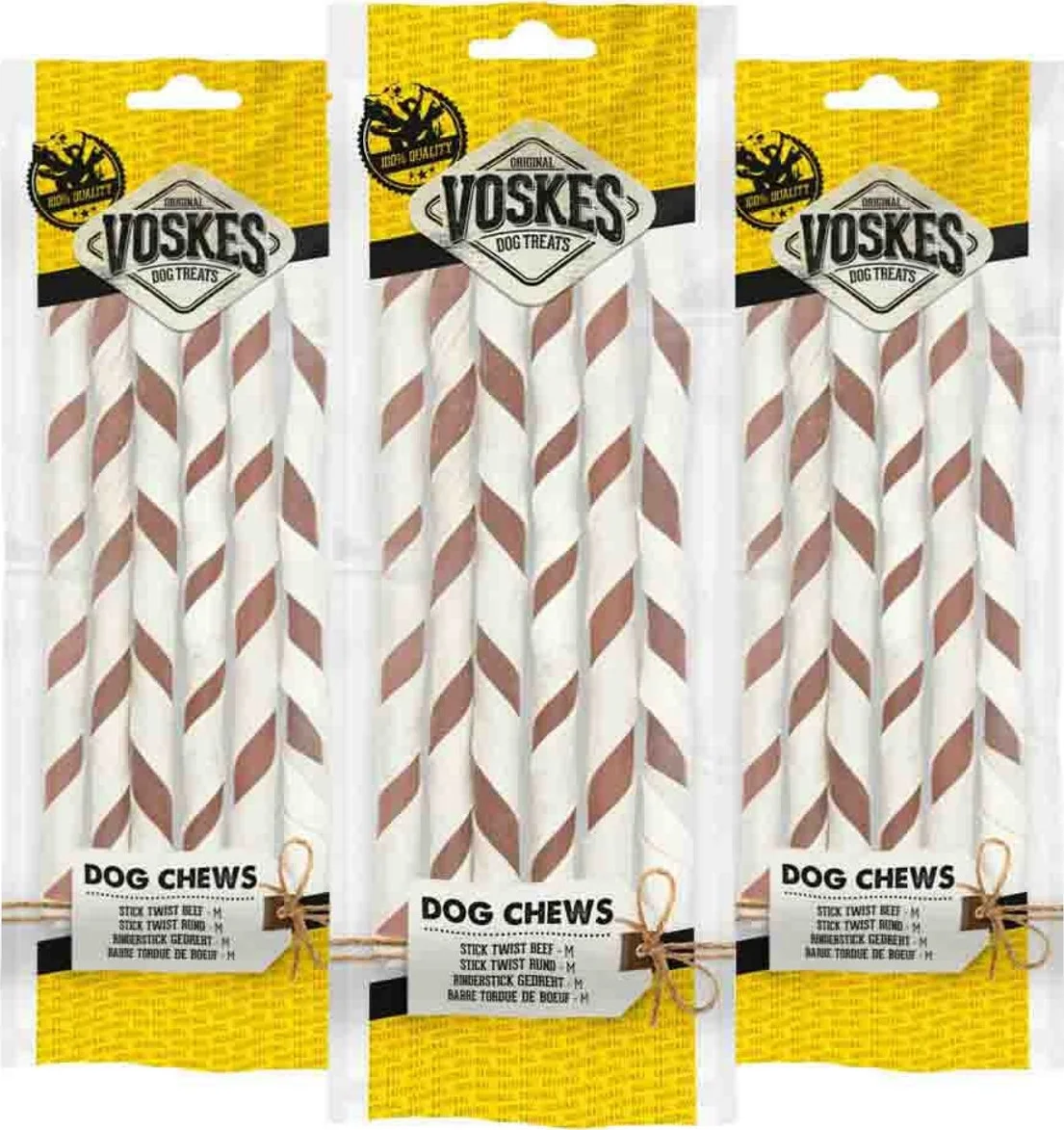 3x Voskes Twist Stick Beef M 6 stuks