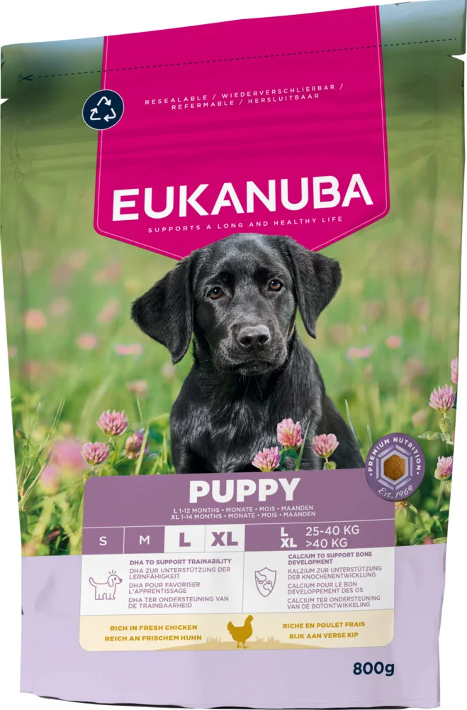 5x Eukanuba Hondenvoer Droog Life Care Dog Puppy Large Kip 800 gr