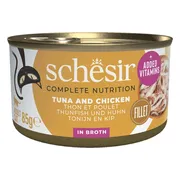12x Schesir Complete & Balanced Kattenvoer Tonijn en Kip in Boullion 85 gr