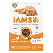 4x IAMS Kat Kitten/Junior Kip 1,5 kg