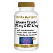 Golden Naturals Vitamine K2 200 mcg & D3 25mcg 60 vegacapsules