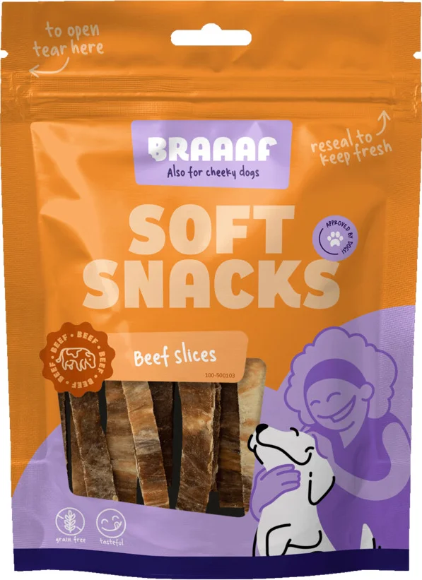10x Braaaf Hondensnack Reepjes Rundvlees met Vis 85 gr