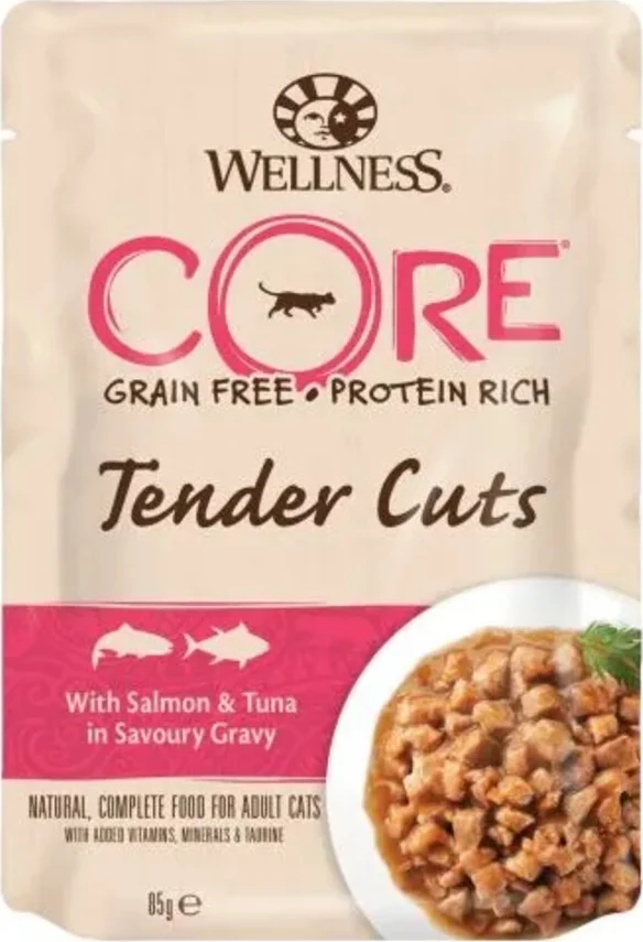 Wellness Core Kattenvoer Tender Cuts Zalm - Tonijn 85 gr