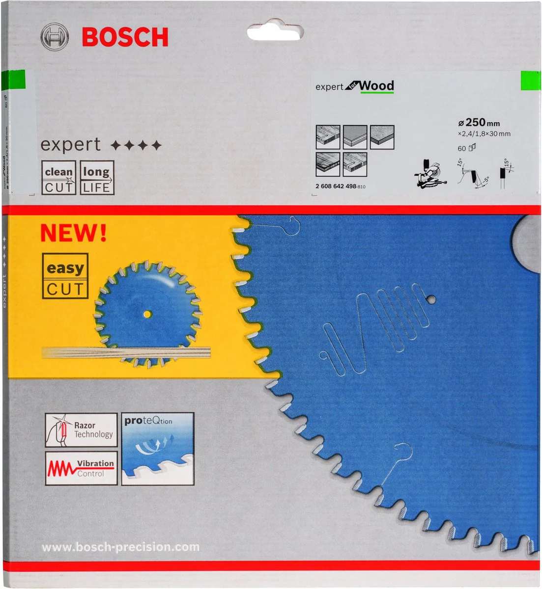 Bosch Professional Cirkelzaagblad EXPERT Wood | Ø 250 x 2,4 x 30mm 60T - 2608642498