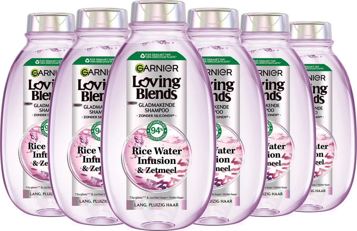 6x Garnier Loving Blends Rice Water Shampoo 300 ml