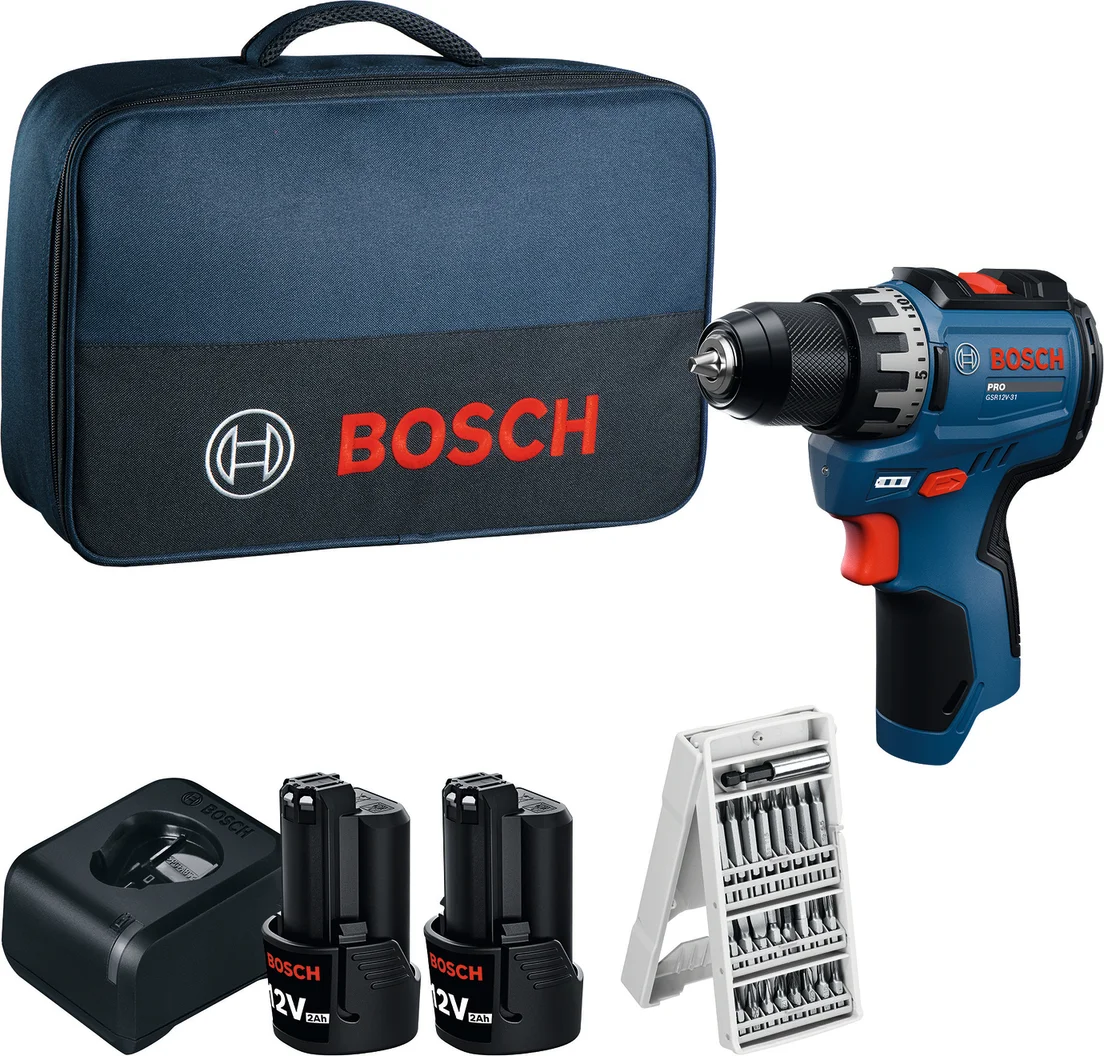 Bosch Professional PRO GSR 12V-31 Accu schroefboormachine + 25x accessoires 2x 2.0Ah - 06019S6004