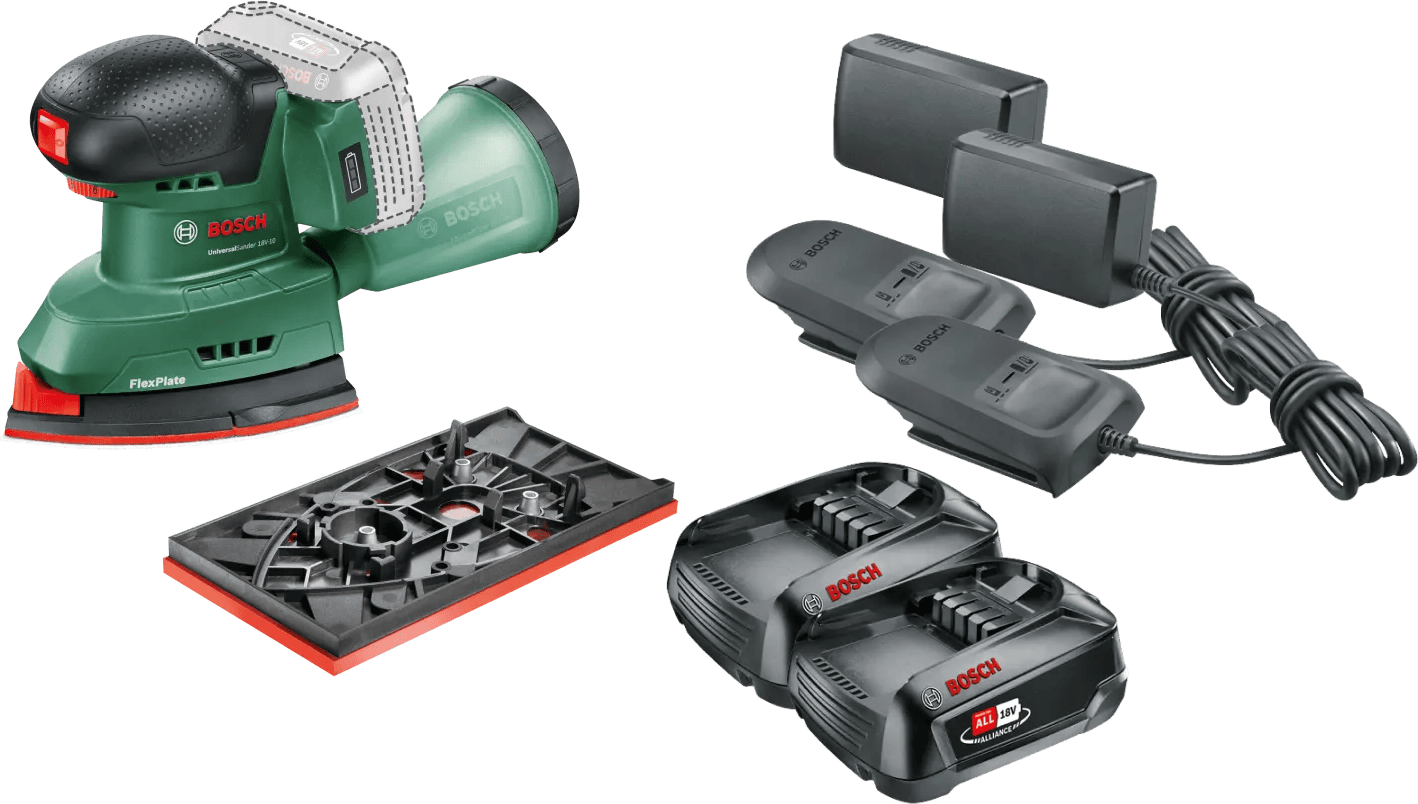 Bosch Universal Sander 18V-10 2,5 Ah Accu (2x) Starterspakket