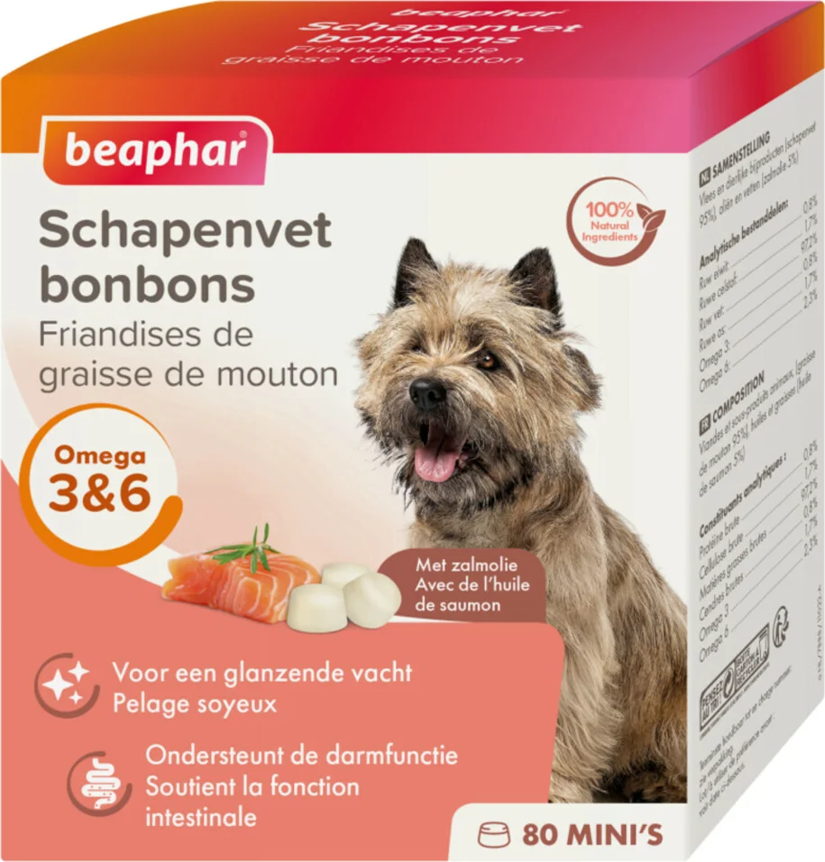 6x Beaphar Schapenvet Bonbons Mini Zalm 245 gr
