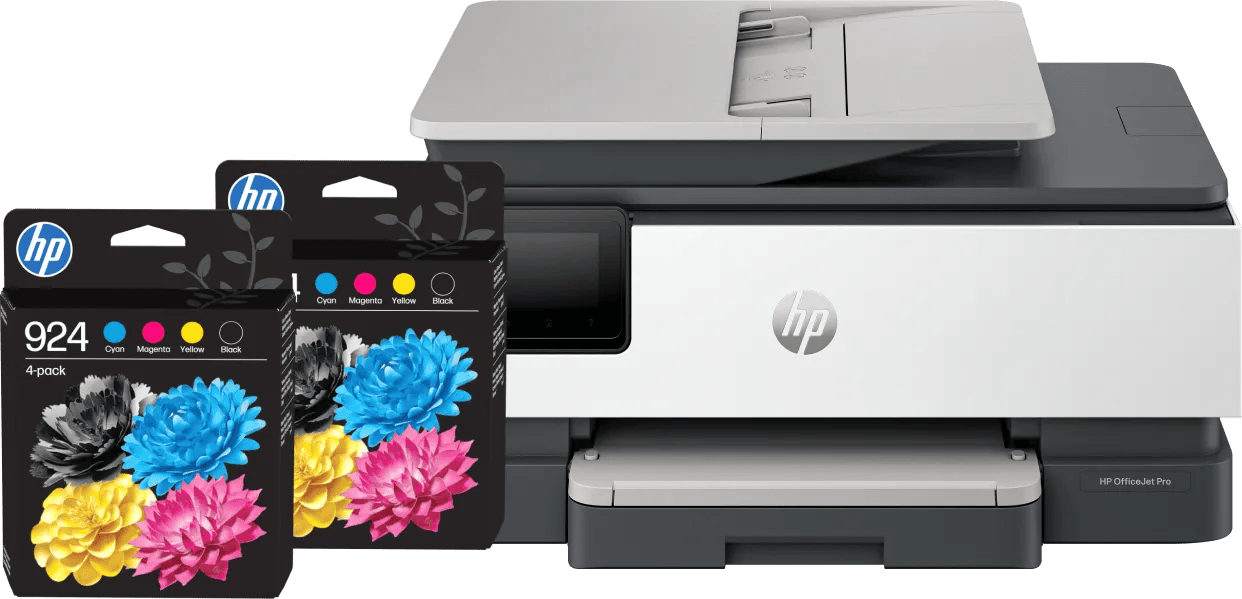 HP OfficeJet Pro 8122e + 2 zwarte + 2 kleuren cartridges