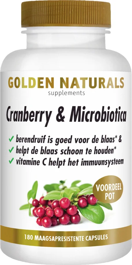 2x Golden Naturals Cranberry & Microbiotica 180 vegacapsules