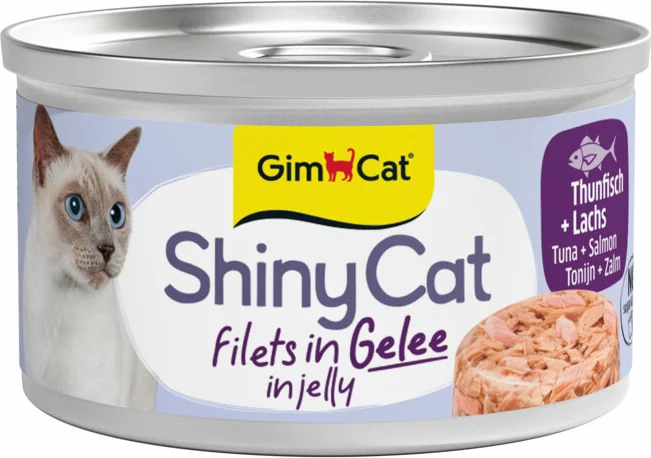 GimCat Kattenvoer Nat ShinyCat Filets in Jelly Tonijn & Zalm 70 gr