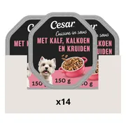 14x Cesar Cuisine in Saus Kuipje Kalf en Kalkoen 150 gr