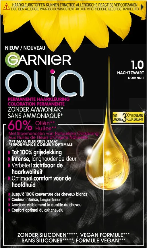 6x Garnier Olia Permanente Crèmekleuring 1.0 Zwart
