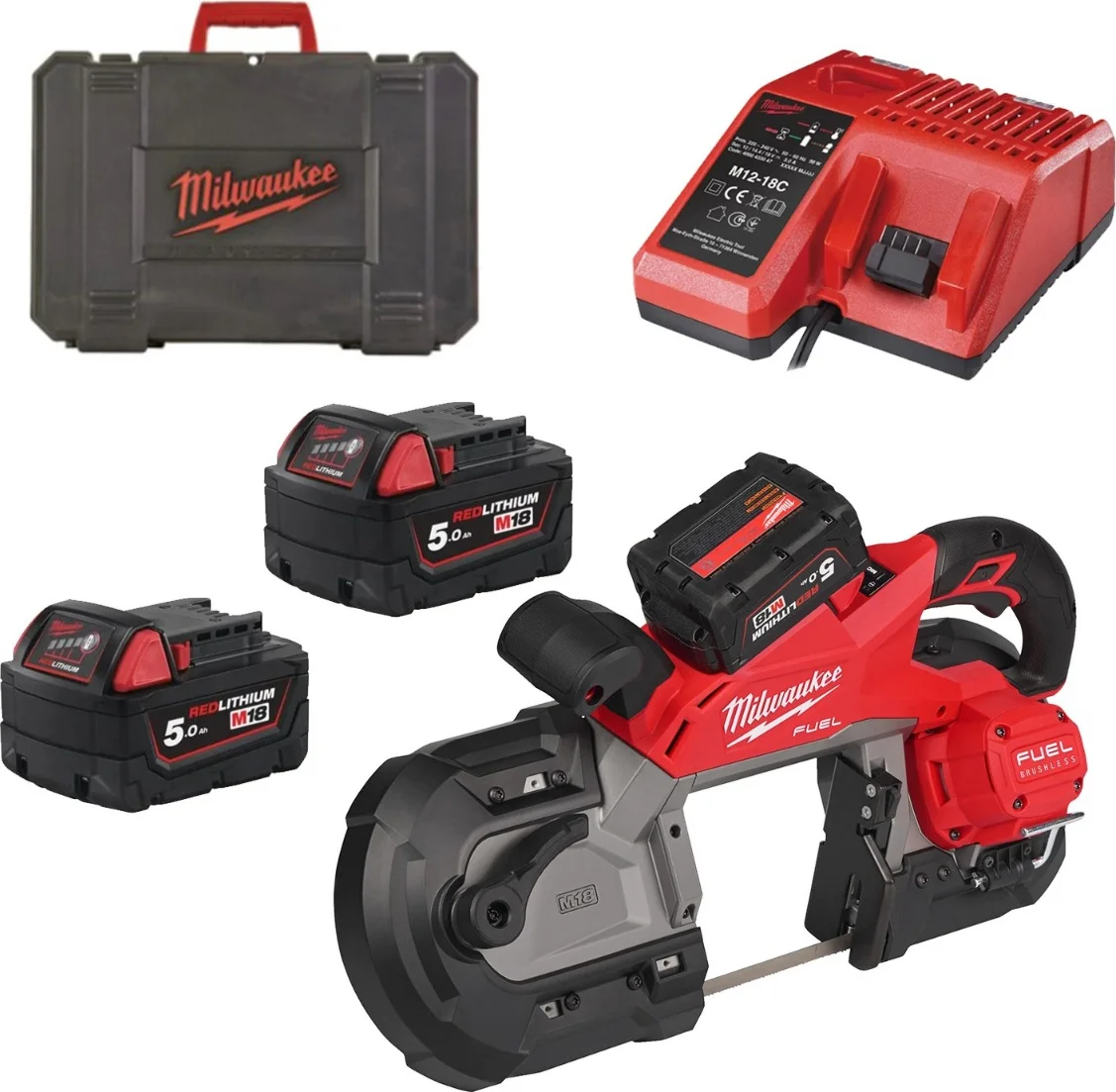Milwaukee M18 FUEL™ FBS127-502C Accu bandzaag Gen2 18V 5.0Ah in koffer - 4933498310