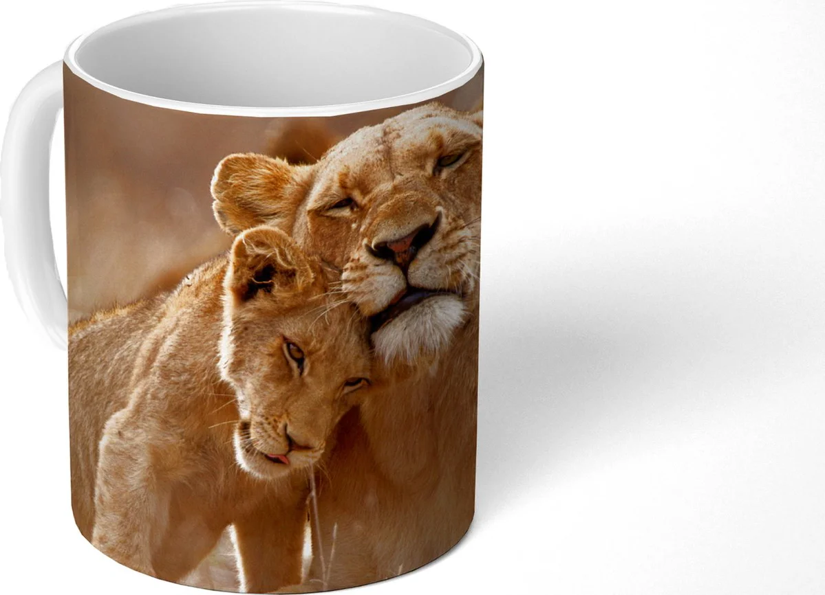 Mok - Koffiemok - Leeuw - Wilde dieren - Welp - Mokken - 350 ML - Beker - Koffiemokken - Theemok