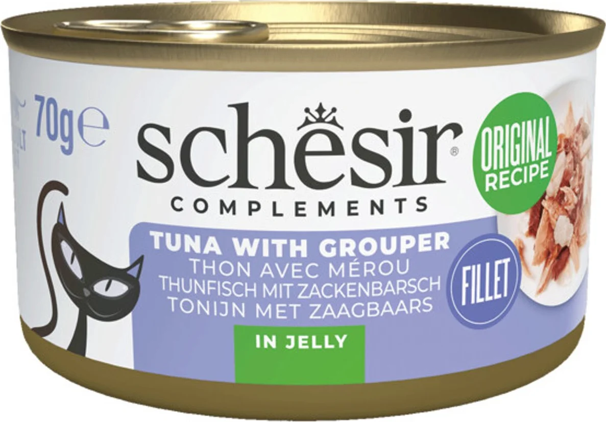 12x Schesir Complementary Kattenvoer Tonijn & Zeebaars in Gelei 70 gr