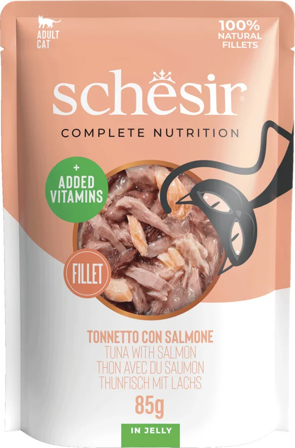 Schesir Kattenvoer Pouch Tonijn - Zalm in Gelei 85 gr