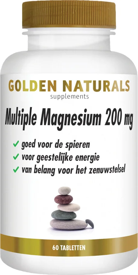 2x Golden Naturals Multiple Magnesium 200mg 60 tabletten