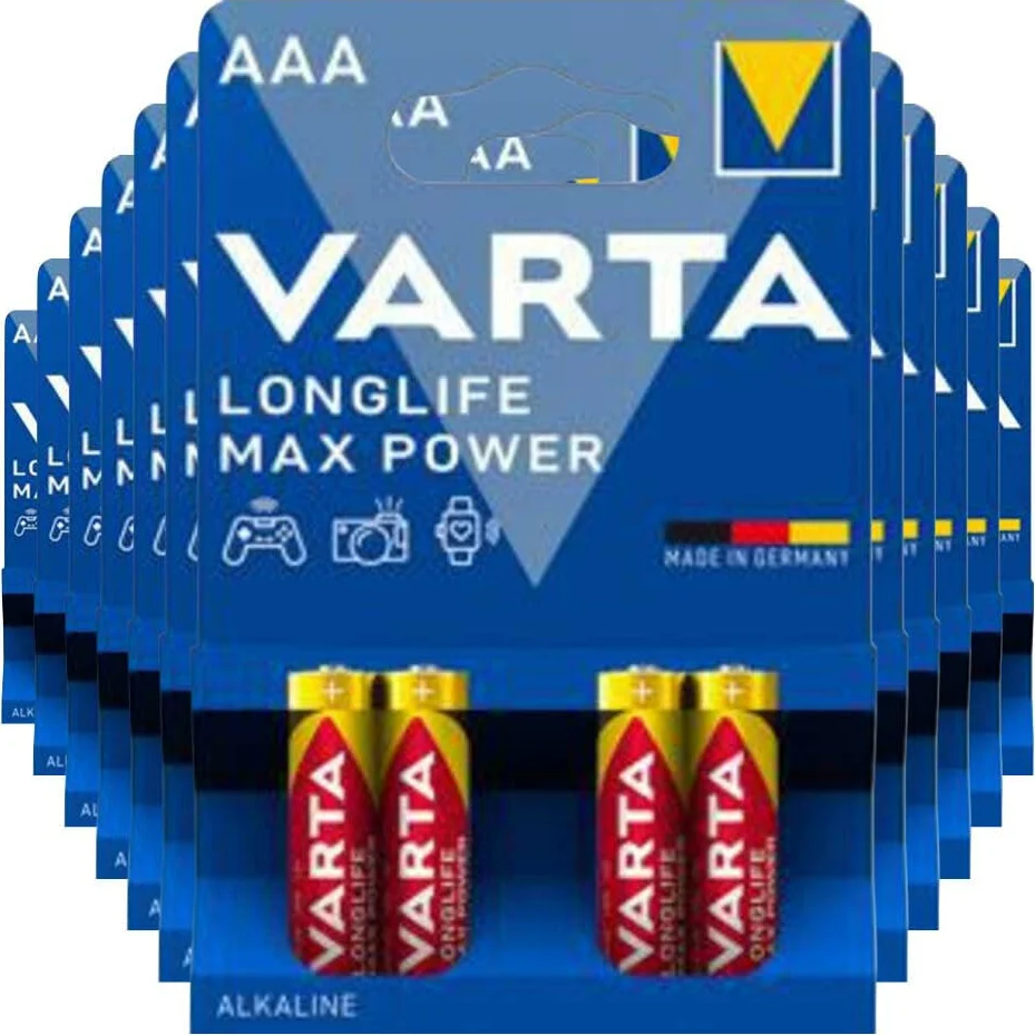 12x Varta Longlife Max Power Alkaline Batterijen AAA 4 stuks