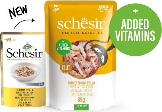 Schesir Kattenvoer Pouch Tonijn - Kip in Gelei 85 gr