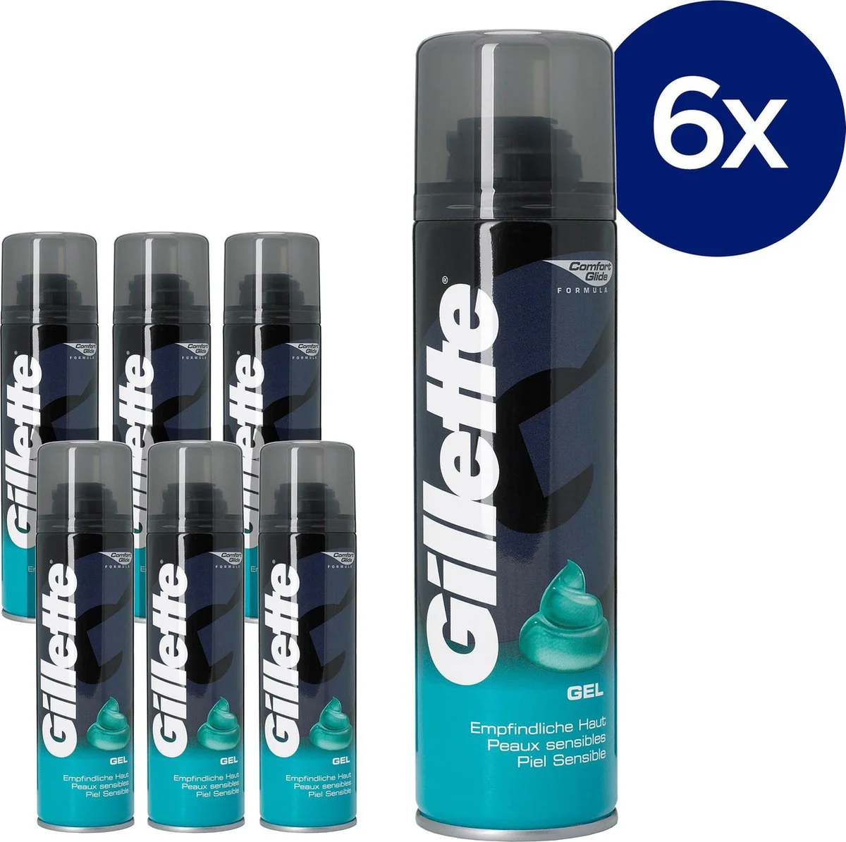 Gillette Shave Gel Original Scent Sensitive - 6 x 200 ml