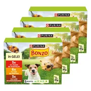 4x Bonzo Hondenvoer Nat Pouch in Gelei Multipack 12 x 85 gr