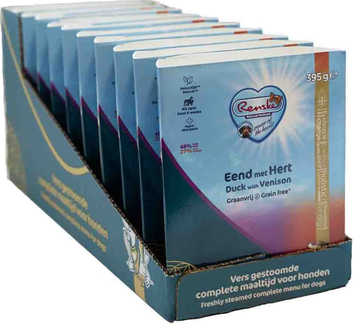 10x Renske Vers Gestoomd Complete Menu Hondenvoer Nat Eend & Hert Graanvrij 395 gr