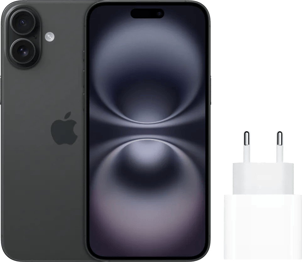 Apple iPhone 16 128GB Zwart + Apple Snellader
