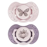 Difrax LOVI Dynamic Pacifier 0-3 Months Botanic Pink Purple - Fopspeen 2ST