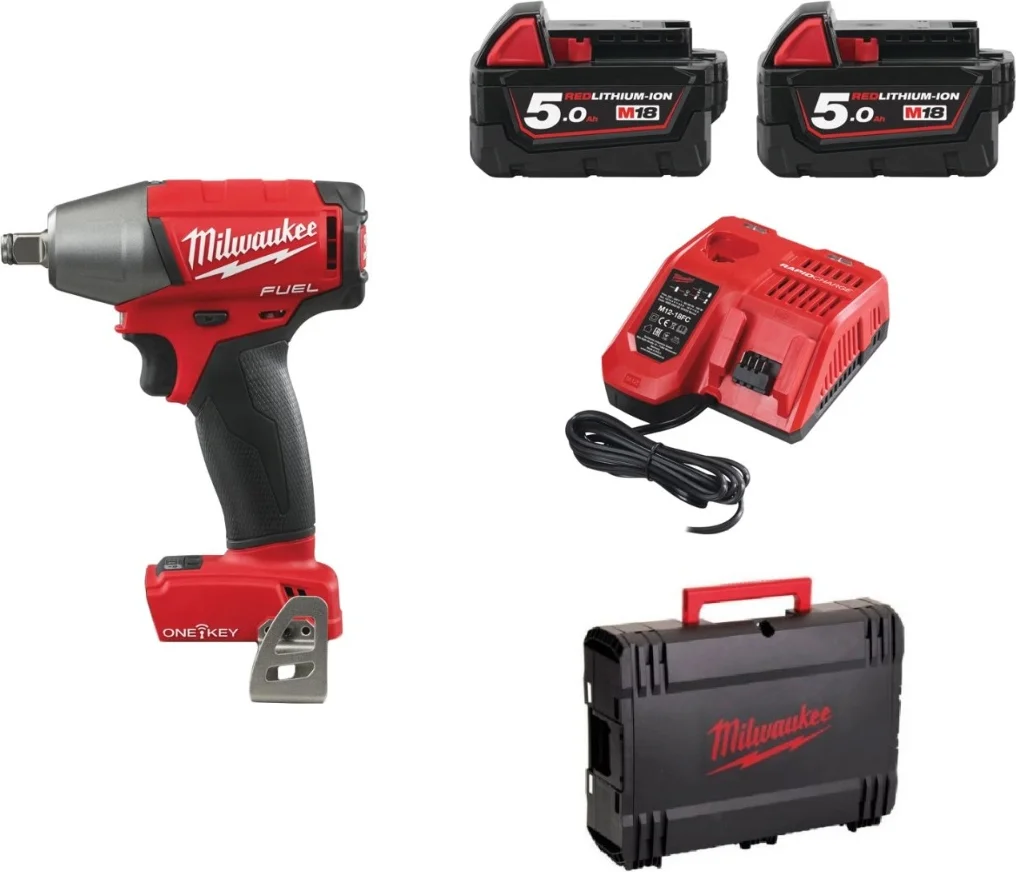 Milwaukee M18 FUEL™ ONEIWF12-502X ONE-KEY™ Accu slagmoersleutel 300Nm 1/2" frictiering 18V 5.0Ah in HD-Box - 4933451374