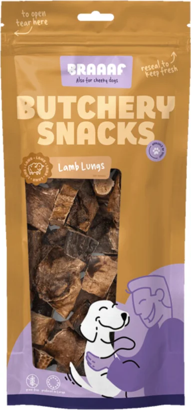 Braaaf Hondensnack Butchery Lamb Lungs 85 gr
