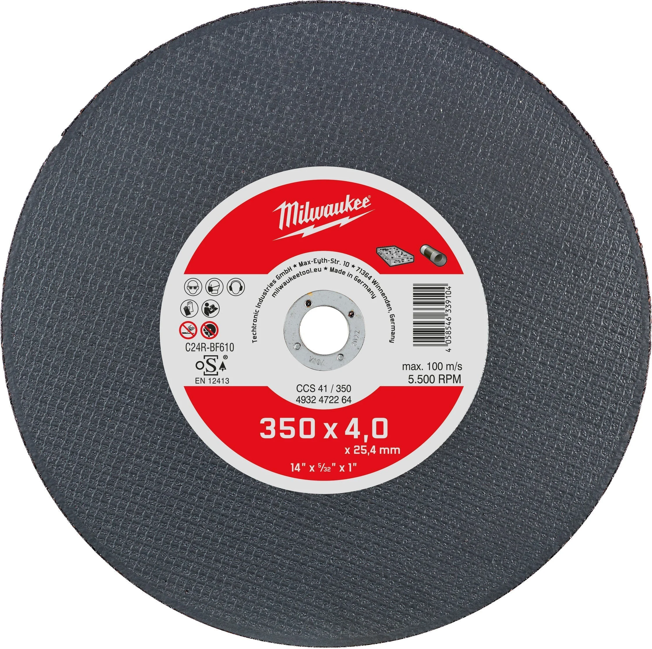 Milwaukee Doorslijpschijf steen 350x4,0x25,4mm - 4932472264