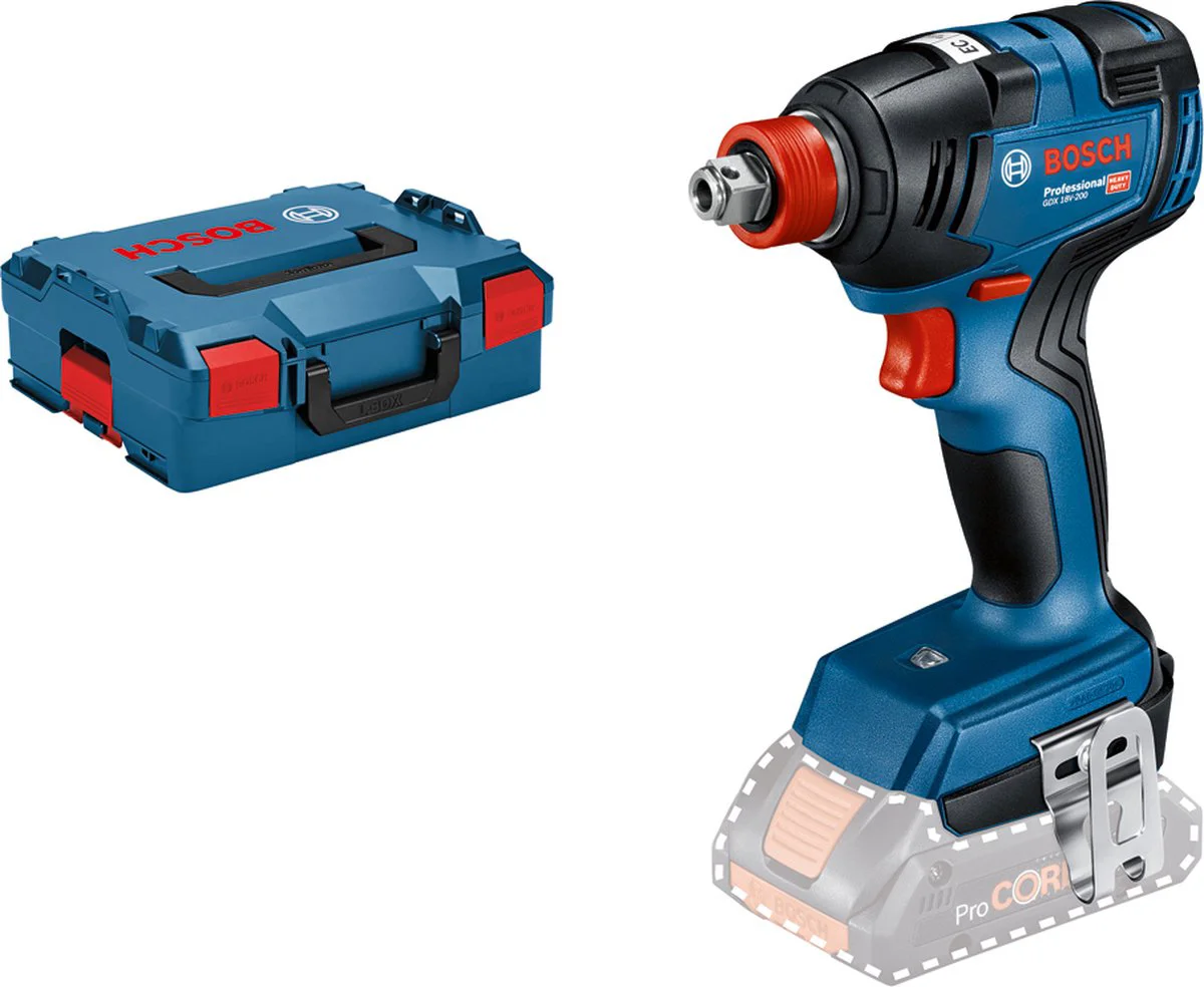 Bosch Professional GDX 18V-200 Accu slagmoersleutel 2-in-1 200Nm 18V Basic Body in L-Boxx - 06019J2205