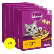 5x Whiskas 1+ Adult Katten Droogvoer Kip 800 gr