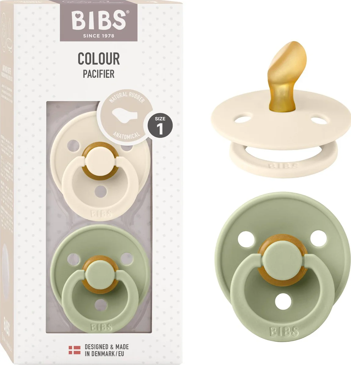 BIBS Fopspeen 0-6 Maanden Anatomic Ivory/Sage 2ST