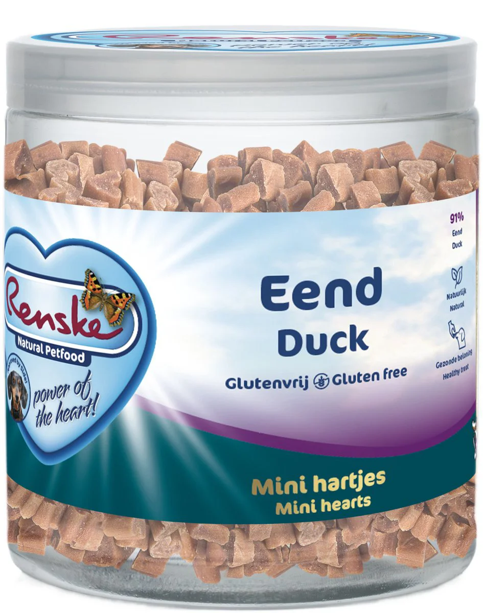 Renske Gezonde Beloning Mini Hartjes Hondensnack Eend 300 gr
