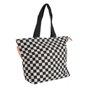 Boodschappentas met rits - Rich Black - Blokkenpatroon - Duurzaam - Gerecycled katoen - Cadeau voor vrouw