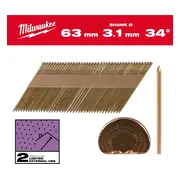 Milwaukee Nagels D-kop 34° 63x3,1mm | Ring Schacht | Gegalvaniseerd | VE=2200 - 4932492609