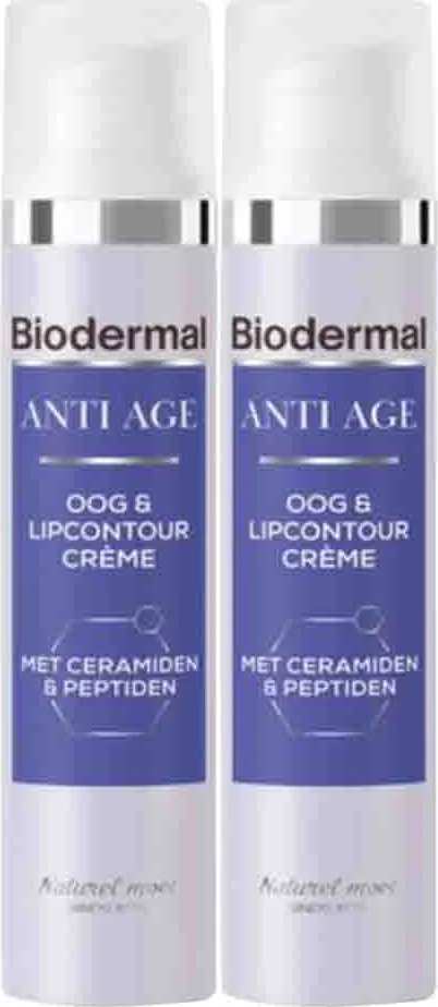 2x Biodermal Oog & Lip Contour crème Anti Age 15 ml