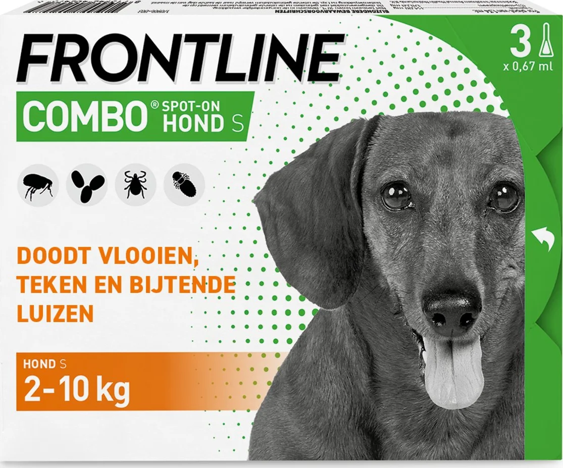 Frontline Combo Spot On Anti Vlooien en Teken Druppels Hond 2 - 10 kg 3 pipetten