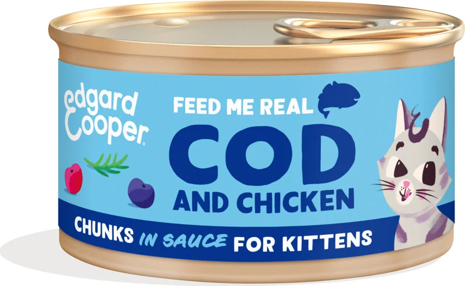 Edgard & Cooper Kattenvoer Kitten Chunks Kabeljauw - Kip 85 gr