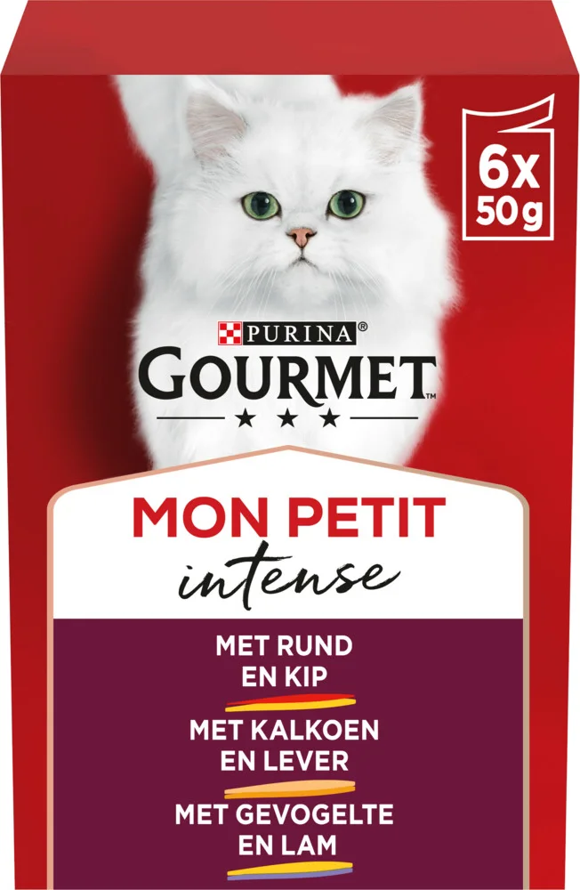 Gourmet Mon Petit Kattenvoer Nat Duo Vlees 6 x 50 gr
