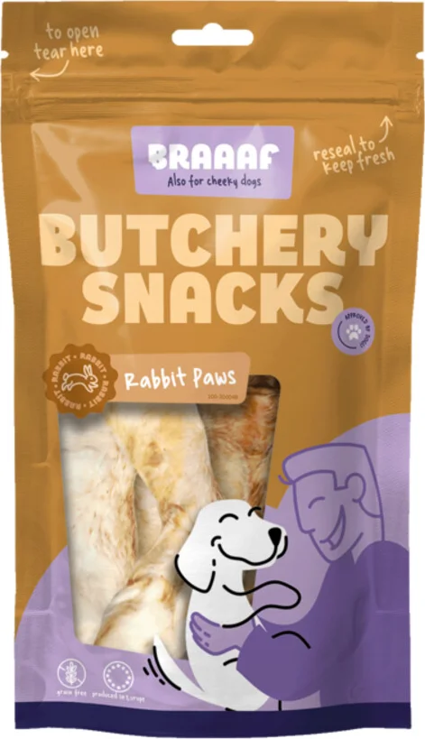 Braaaf Hondensnack Butchery Konijnenpoten 100 gr